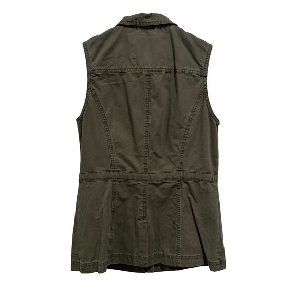 A New Day Women's XS Utility Vest Military Green Full Zip Pockets Tie Waist - Picture 2 of 5